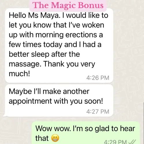 Maya Wang Manhood massage review, JuaGen Whats App review, after manhood massage